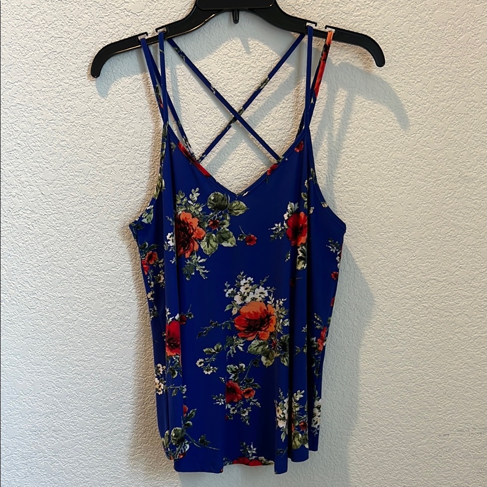 Floral Blue Spaghetti Strap Top